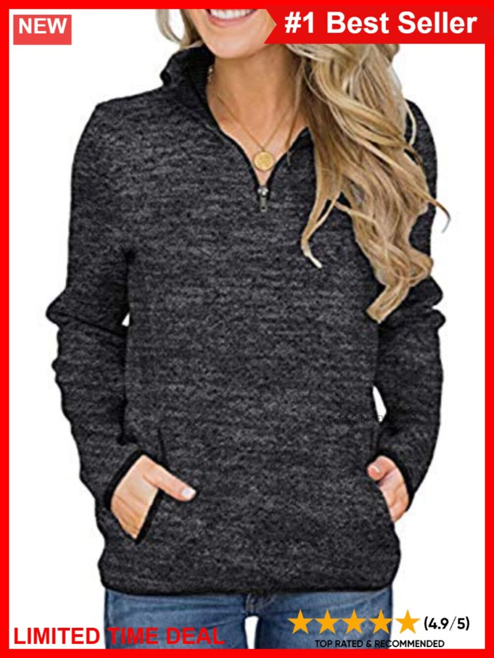 Quarter Zip Pullover Sweatshirt Fleece Long Sleeve Casual with Pockets